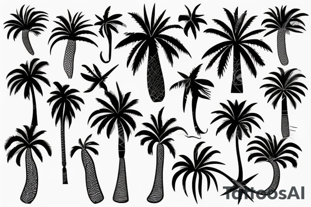 geometric palm tree tattoo idea