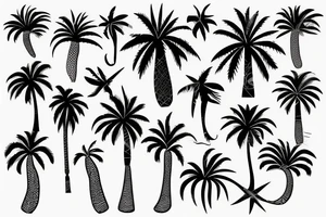 geometric palm tree tattoo idea