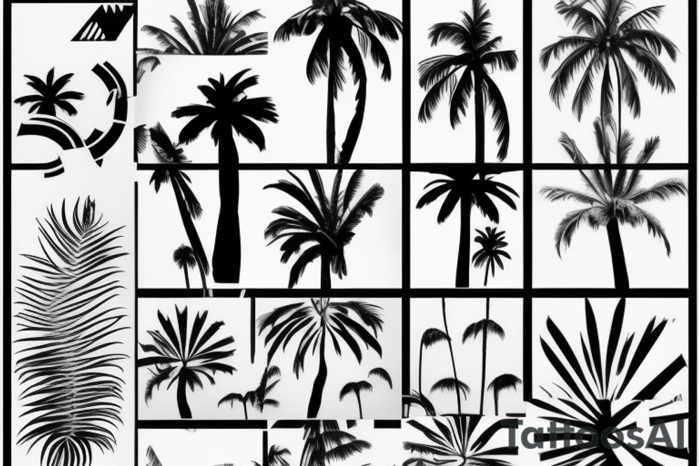 geometric palm tree tattoo idea