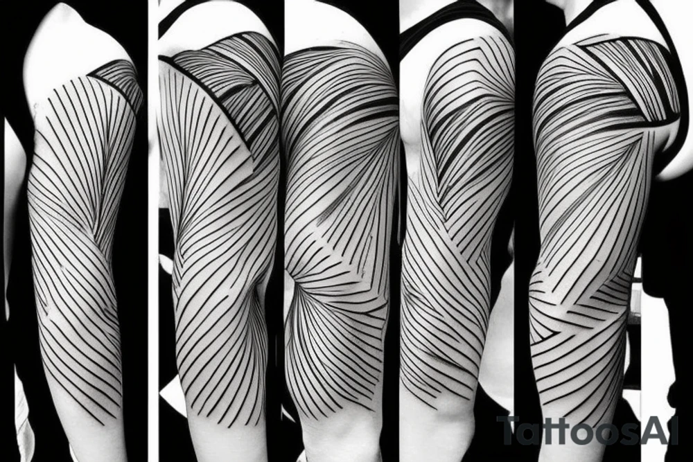 geometric palm tree sleeve tattoo idea