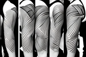 geometric palm tree sleeve tattoo idea