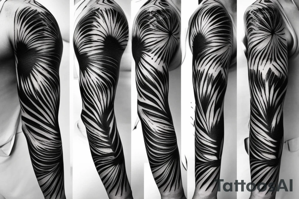 palm tree sleeve tattoo idea
