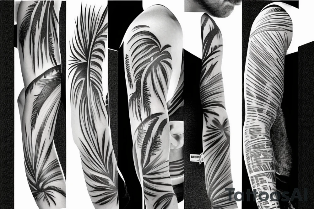 palm tree sleeve tattoo idea