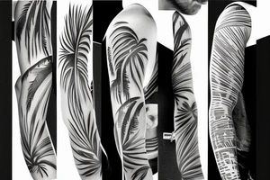 palm tree sleeve tattoo idea