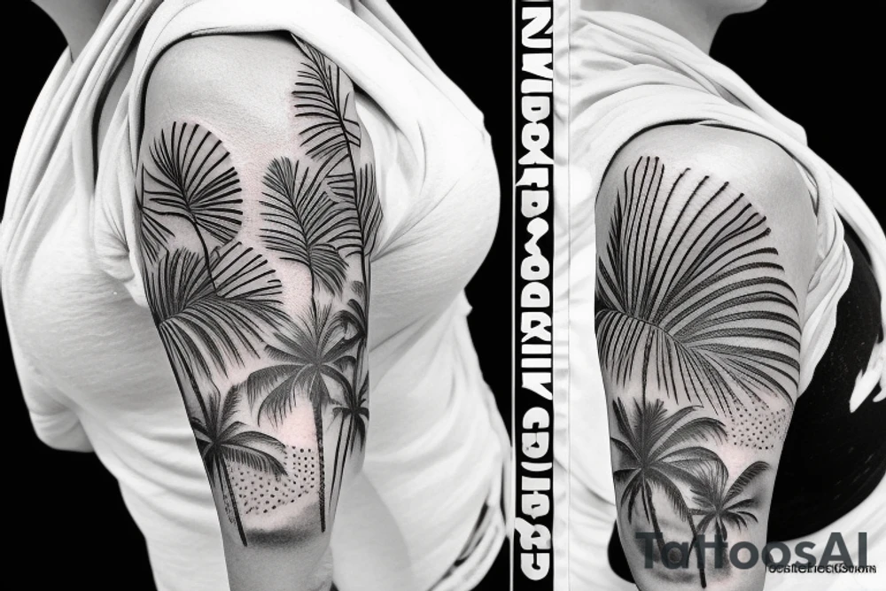 palm tree sleeve tattoo idea