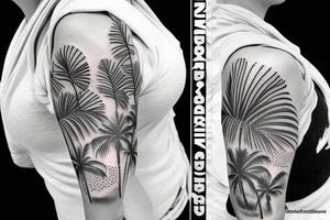 palm tree sleeve tattoo idea