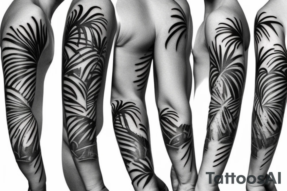 palm tree sleeve tattoo idea