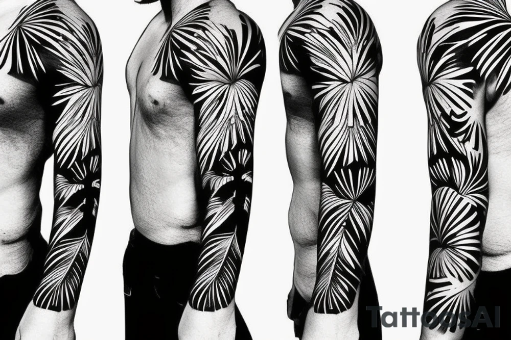 palm tree sleeve tattoo idea