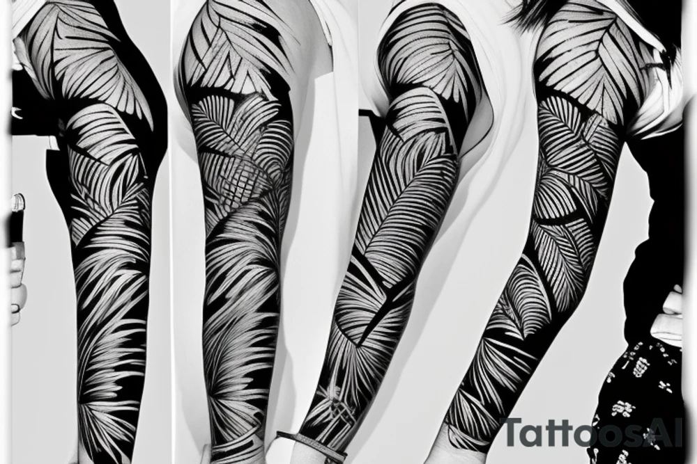 palm tree sleeve tattoo idea