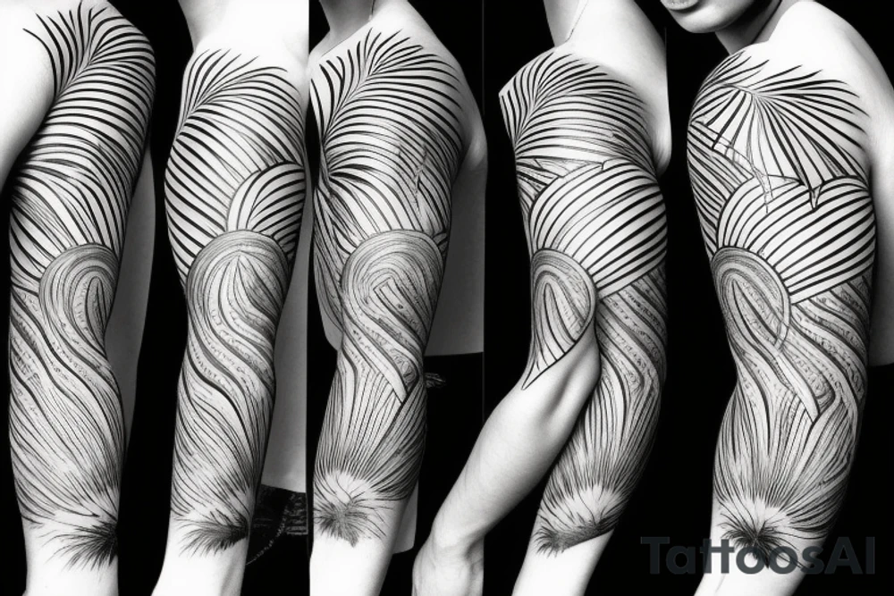 palm tree sleeve tattoo idea