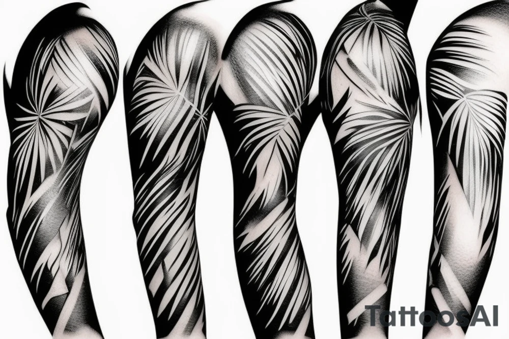 palm tree sleeve tattoo idea
