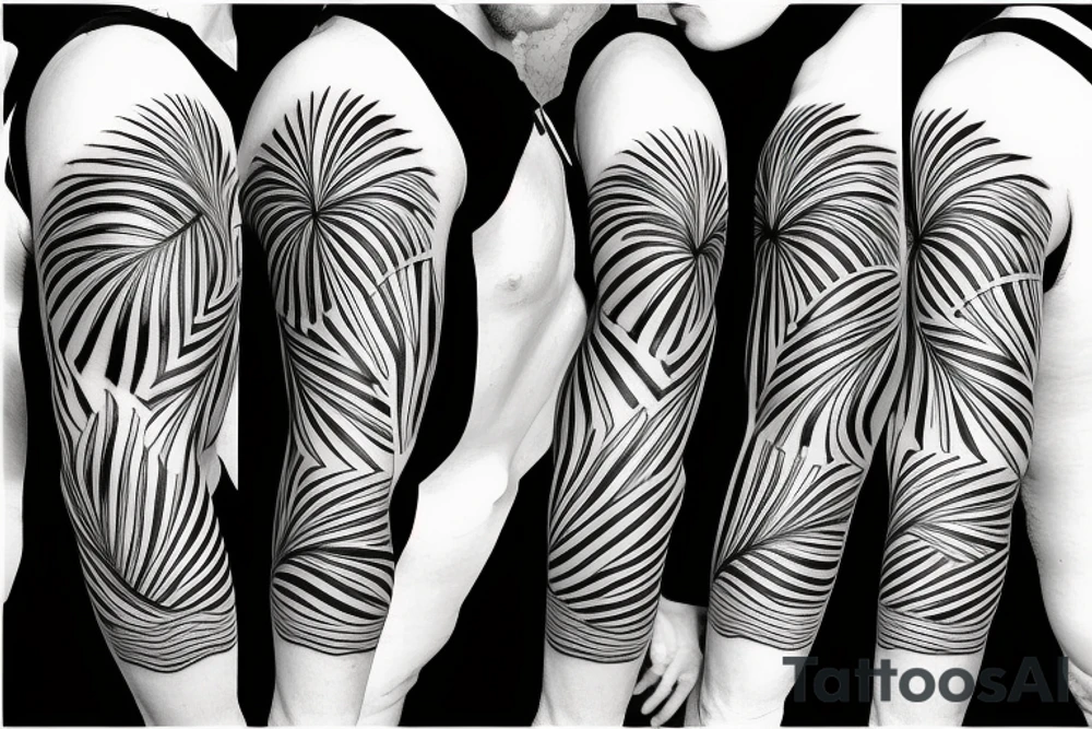 palm tree sleeve tattoo idea