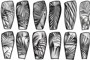 palm tree and ruins sleeve tattoo idea