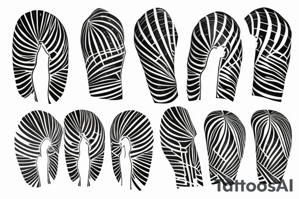 palm tree and ruins sleeve tattoo idea