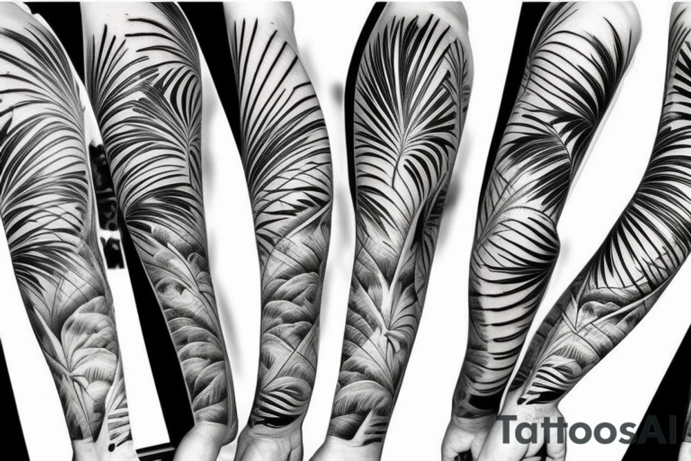 palm tree sleeve tattoo idea