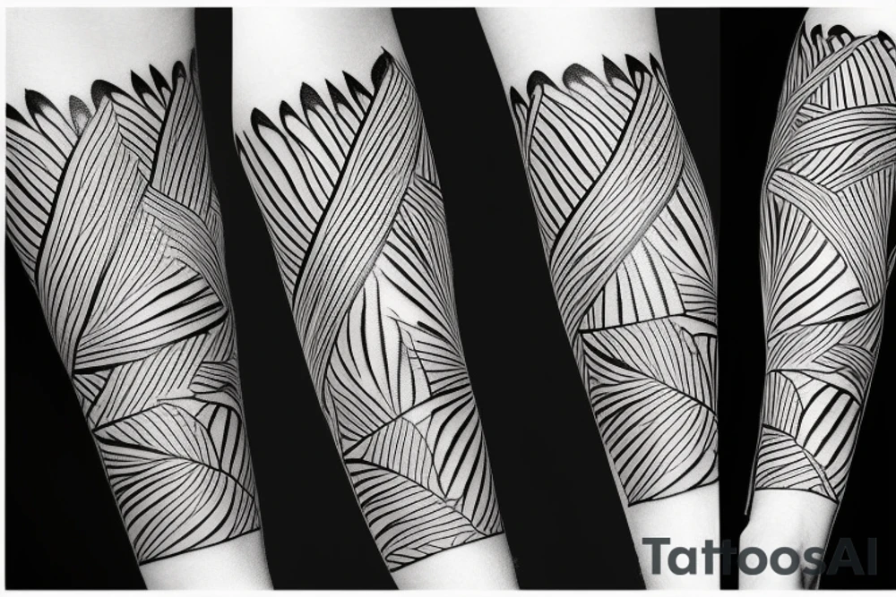 palm tree sleeve tattoo idea