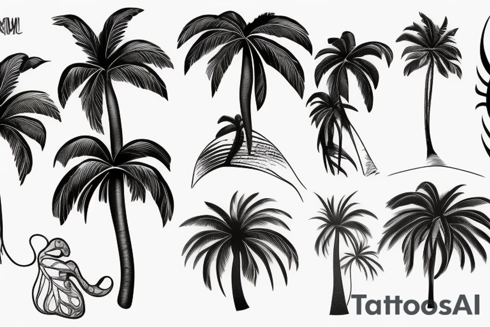 palm tree sleeve tattoo idea