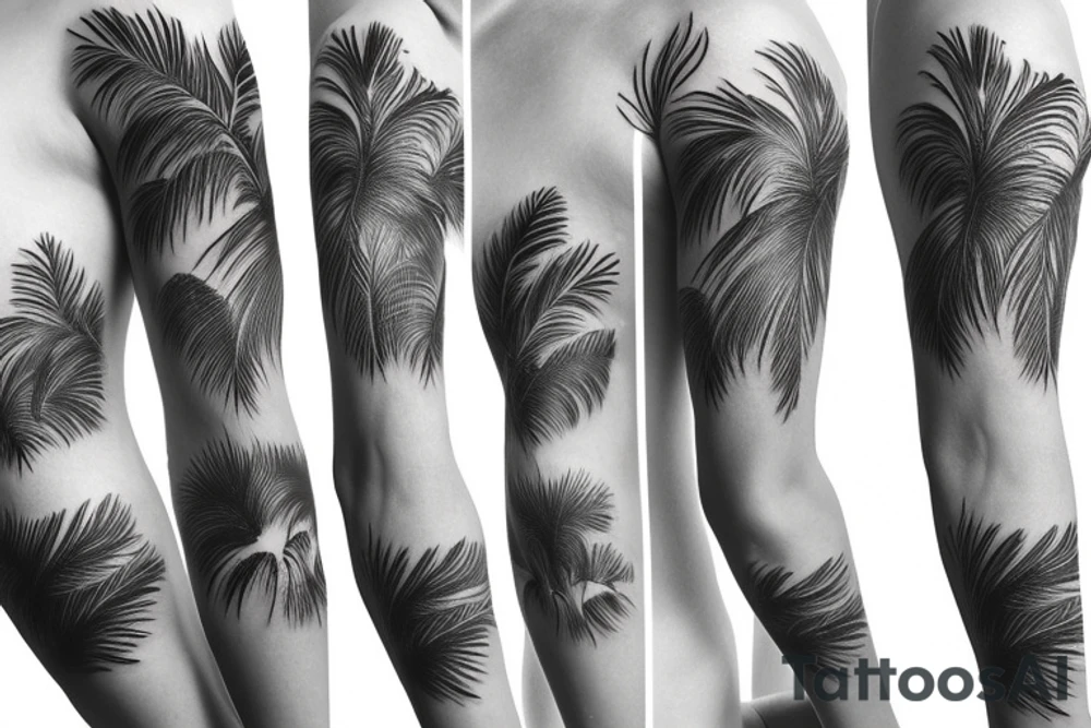 palm tree sleeve tattoo idea