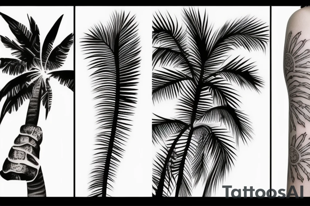 palm tree sleeve tattoo idea