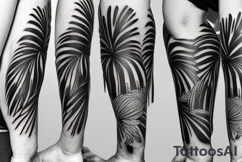 palm tree sleeve tattoo idea