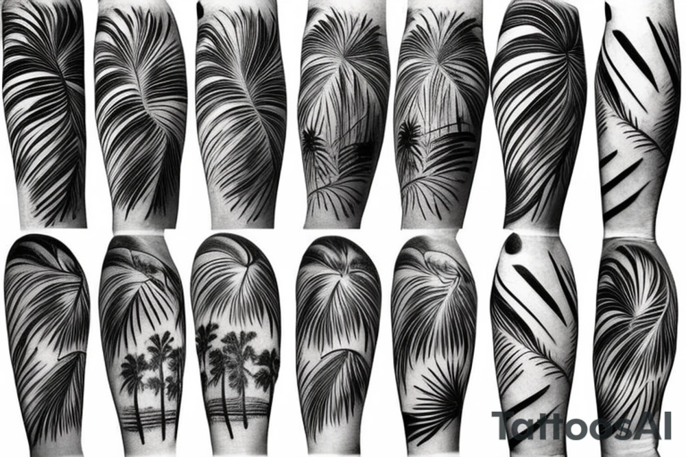 palm tree sleeve tattoo idea
