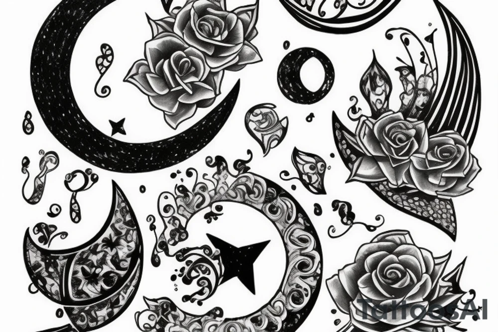 half Moon and Diamond tattoo idea