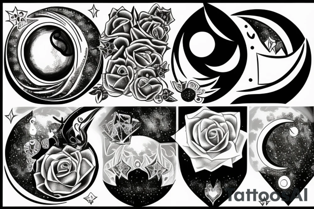 moon inside a diamond tattoo idea