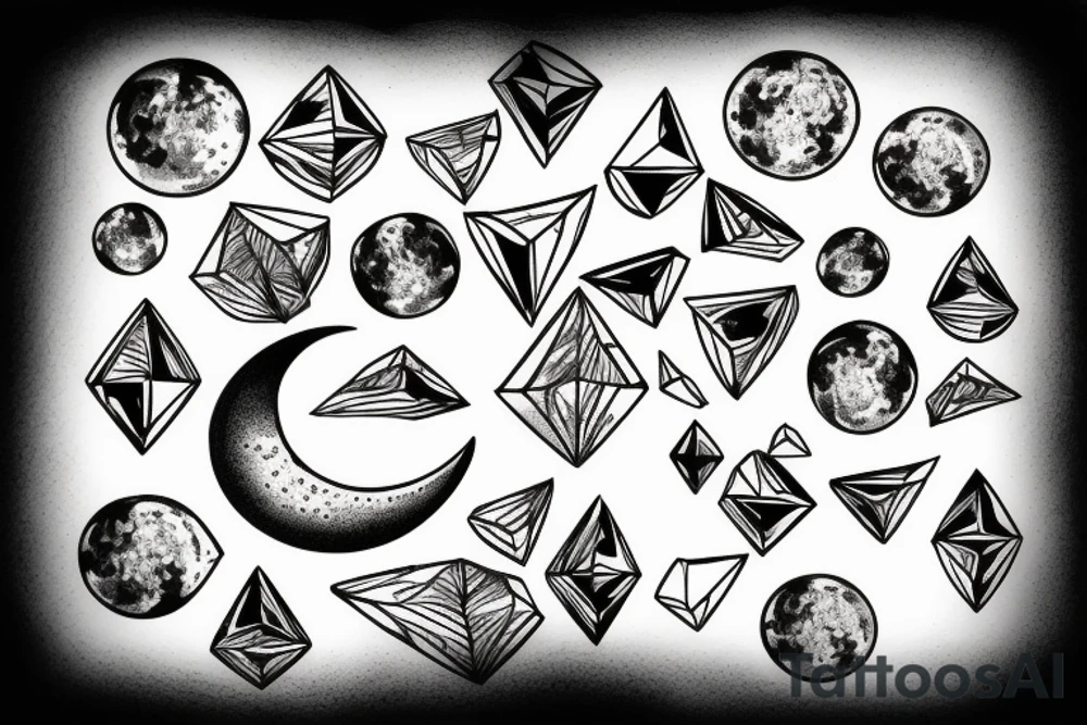 moon inside a diamond tattoo idea