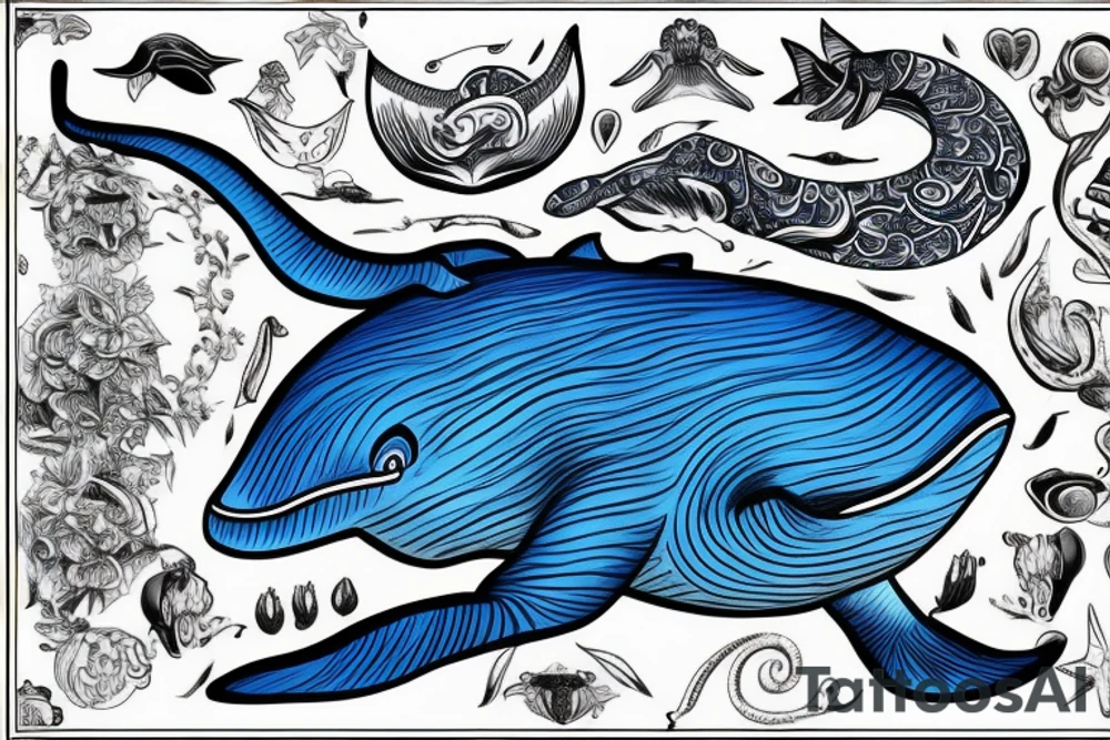 blue whale tattoo idea