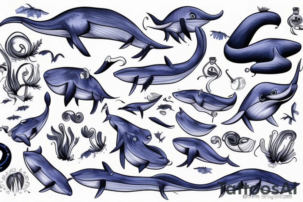 blue whale tattoo idea
