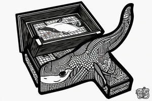 whale in square box tattoo idea