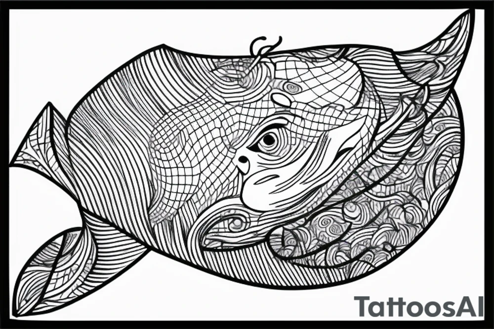 whale in a square box tattoo idea
