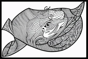 whale in a square box tattoo idea