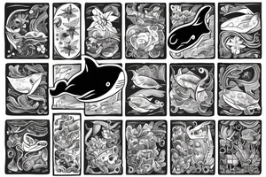 whale in a square box tattoo idea