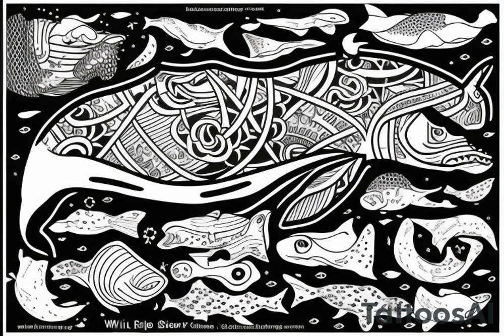 whale in a square box tattoo idea