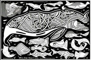 whale in a square box tattoo idea