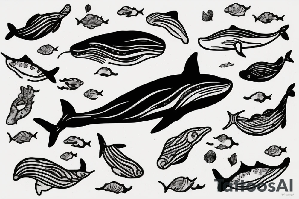 whale swimming against the stream tattoo idea
