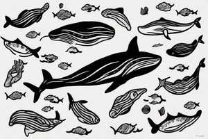 whale swimming against the stream tattoo idea
