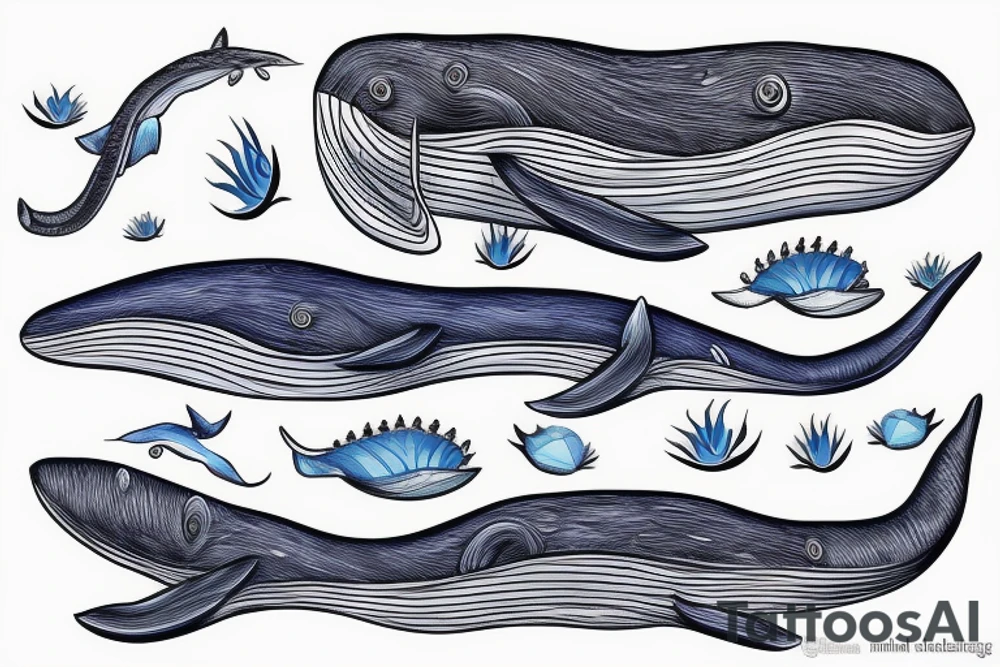 Blue whale swimming tattoo idea