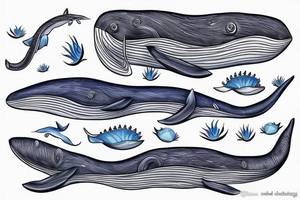 Blue whale swimming tattoo idea