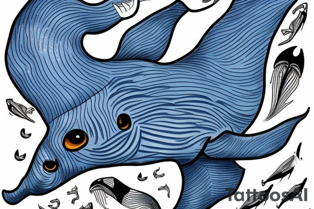 Blue whale swimming tattoo idea