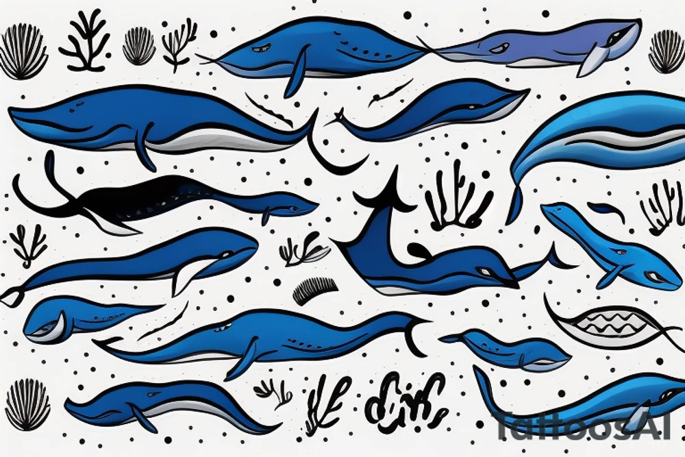 Blue whale swimming tattoo idea