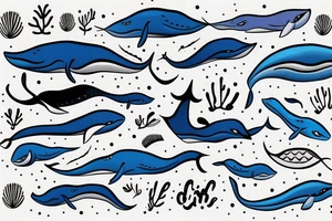 Blue whale swimming tattoo idea