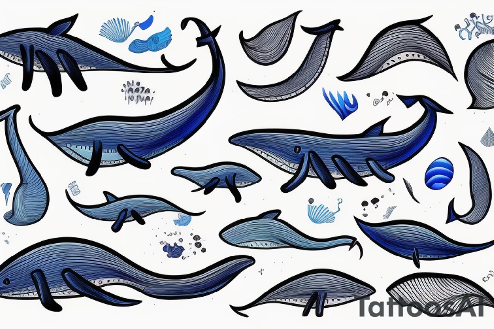 Blue whale swimming tattoo idea