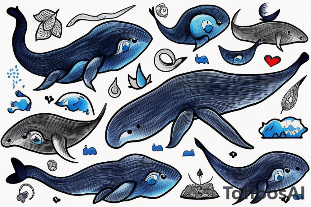 Blue whale swimming tattoo idea