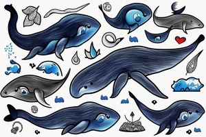 Blue whale swimming tattoo idea