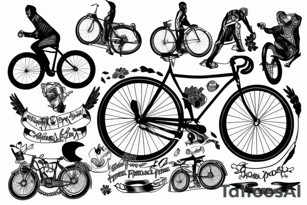 Cyclist that loves freedom, pain and hills tattoo idea