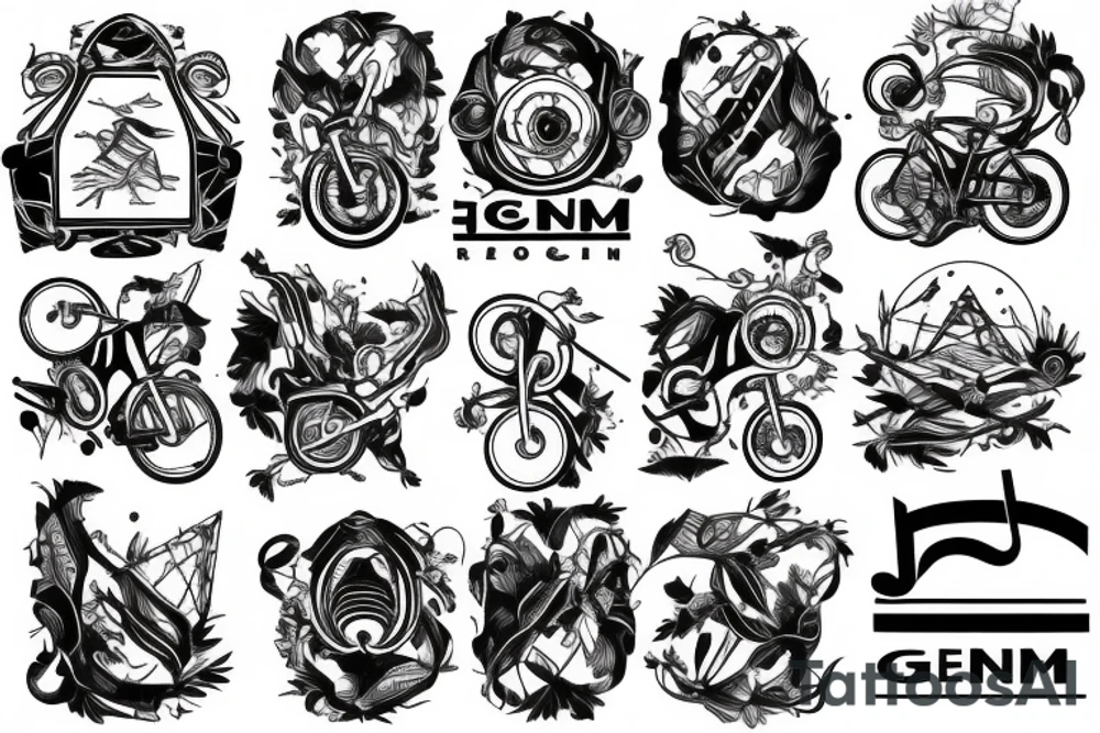 Road cycling, Gemini , music, mountain tattoo idea
