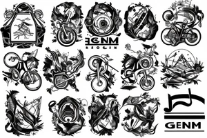 Road cycling, Gemini , music, mountain tattoo idea