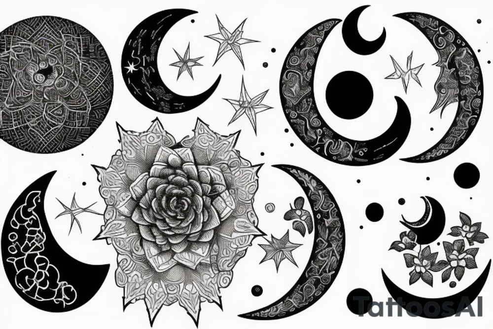 Fine line moon tattoo idea